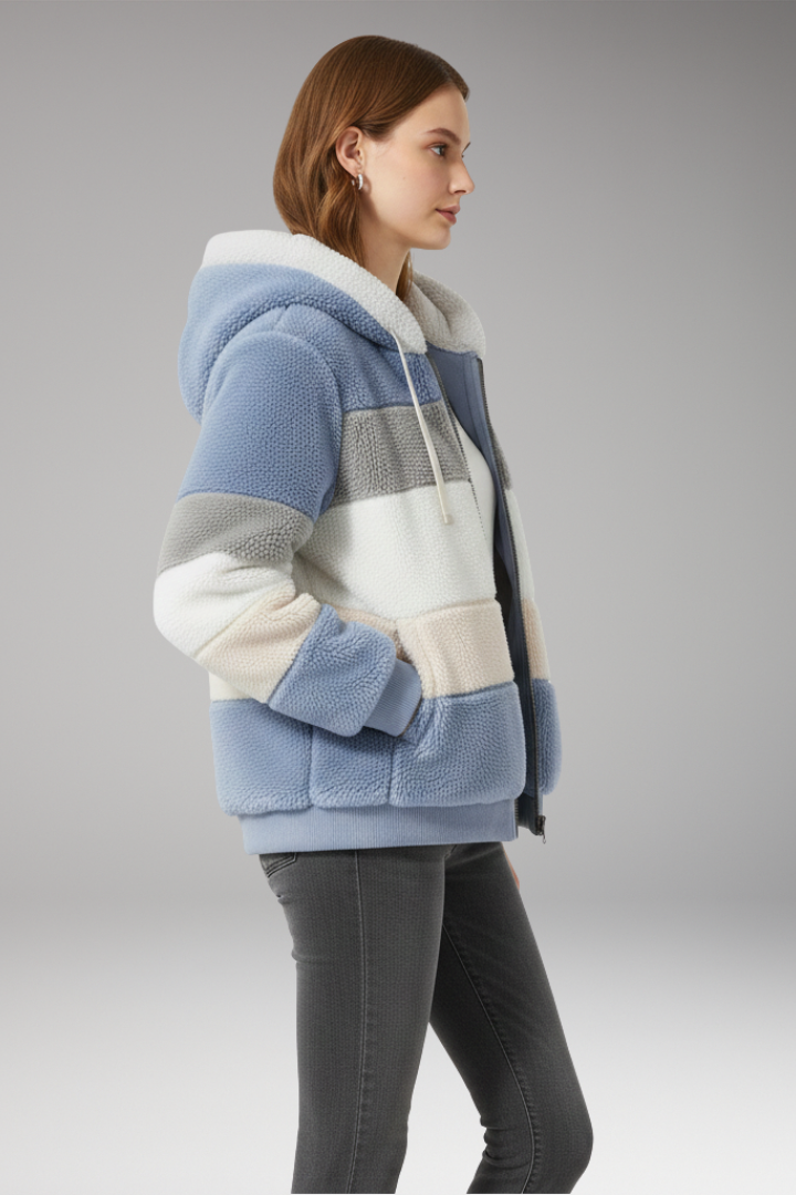 Women’s Jacket with Hood and Striped Surface