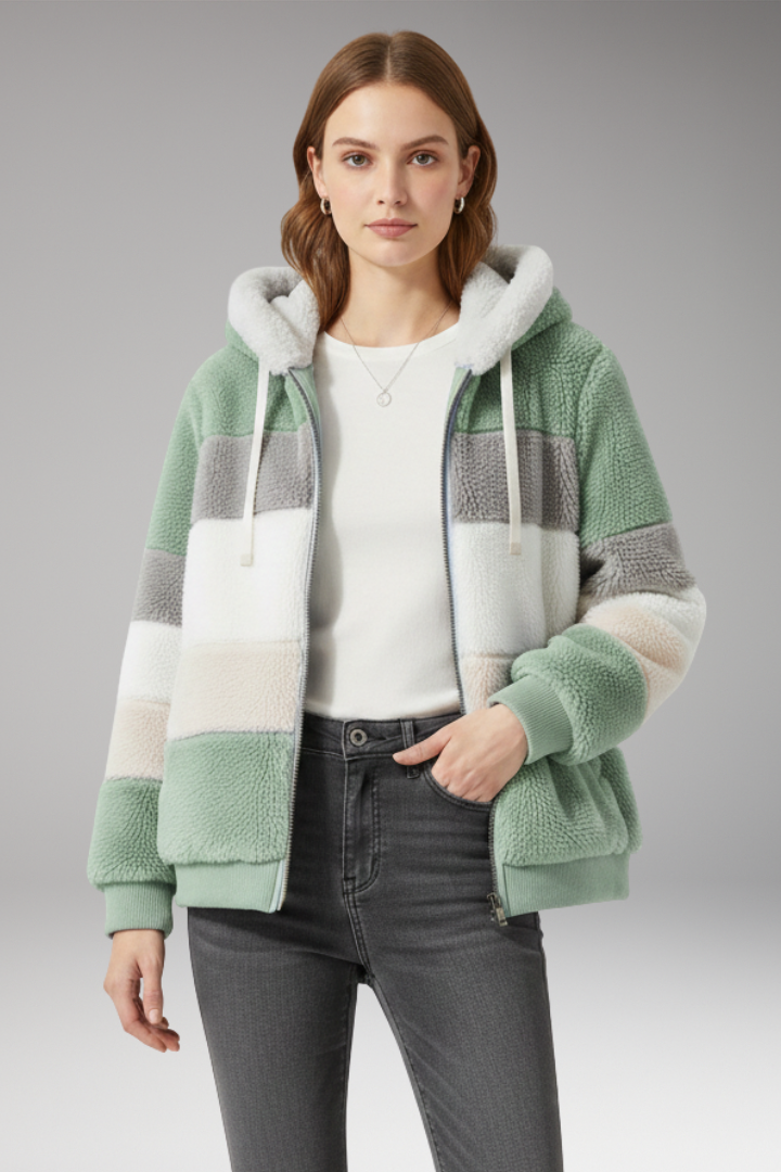 Women’s Jacket with Hood and Striped Surface
