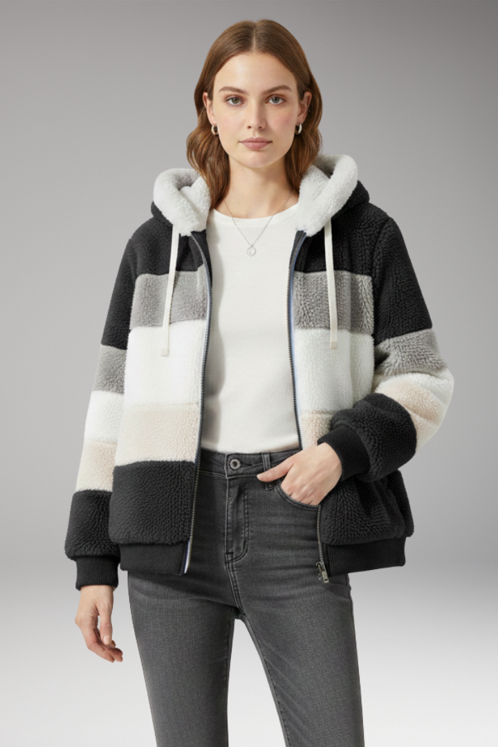 Women’s Jacket with Hood and Striped Surface