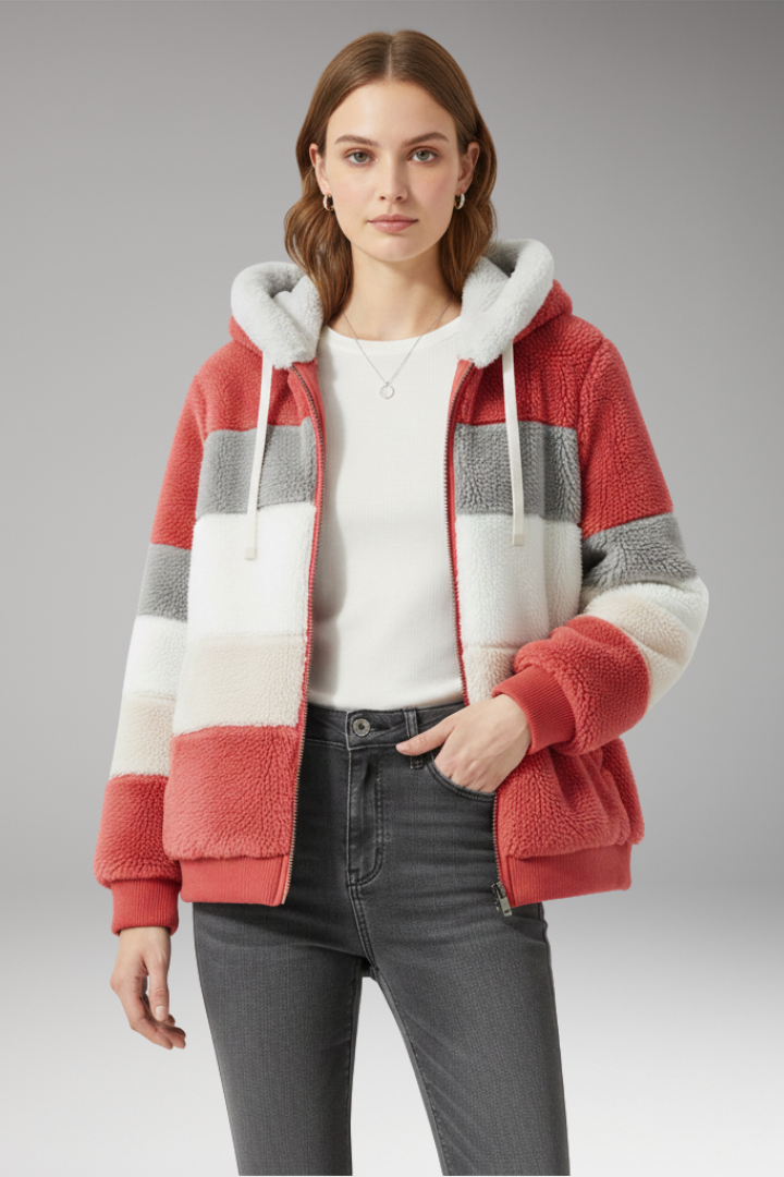 Women’s Jacket with Hood and Striped Surface
