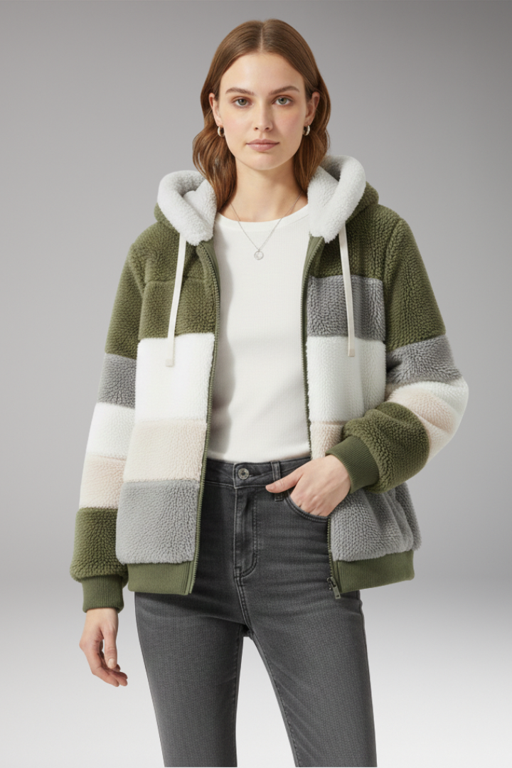 Women’s Jacket with Hood and Striped Surface