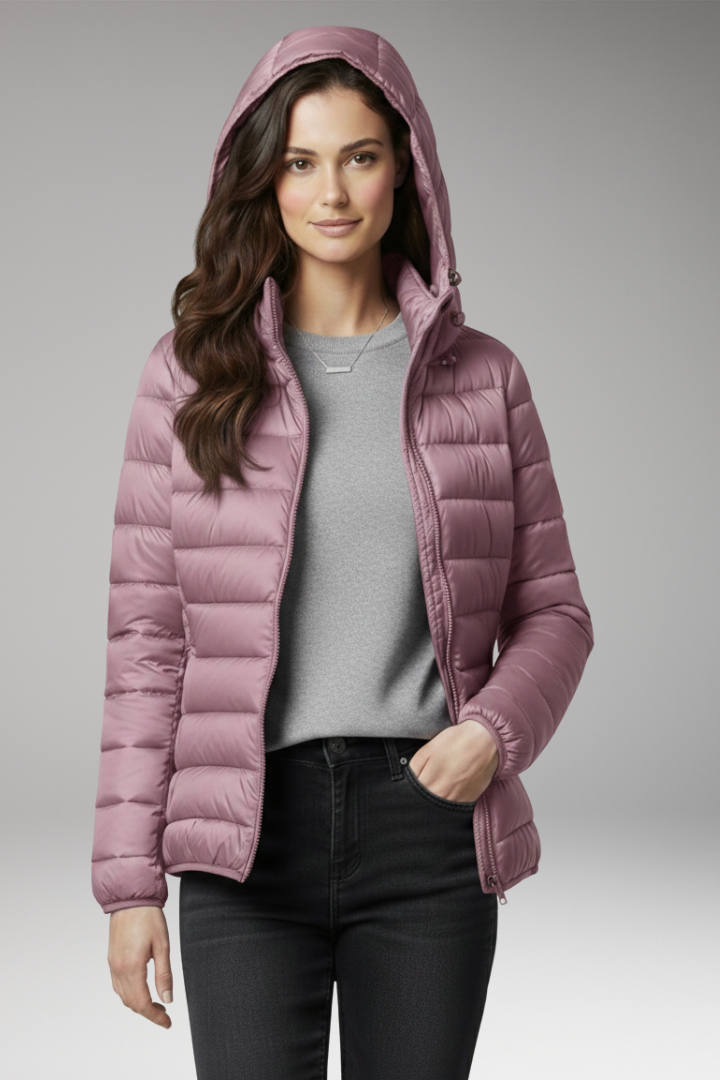 Women’s Jacket with Hood and Textured Surface
