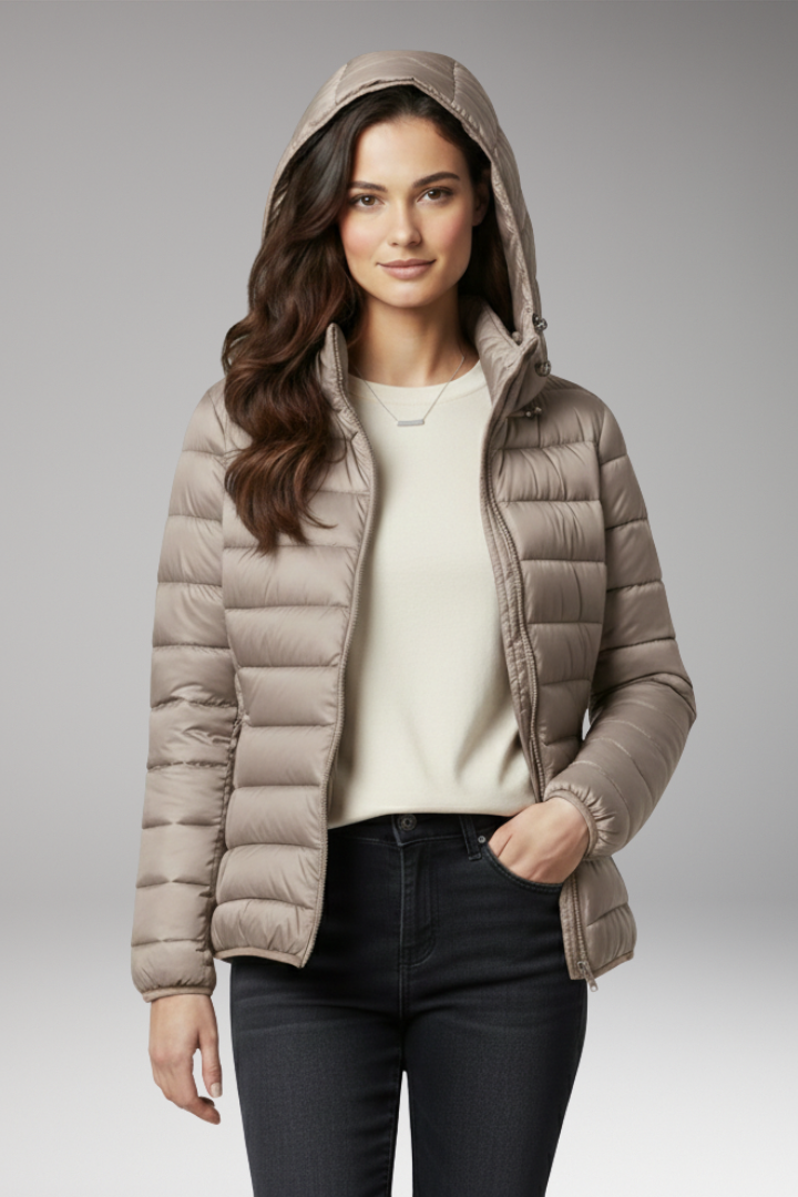 Women’s Jacket with Hood and Textured Surface