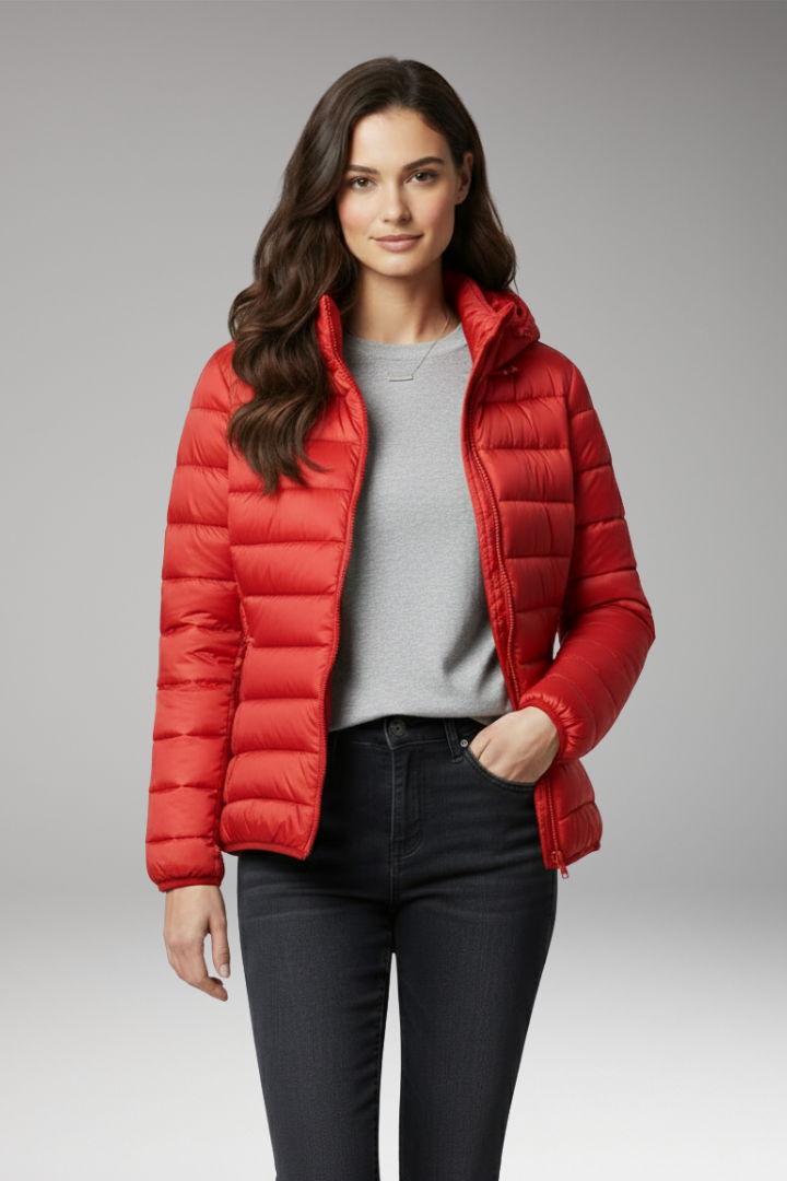 Women’s Jacket with Hood and Textured Surface