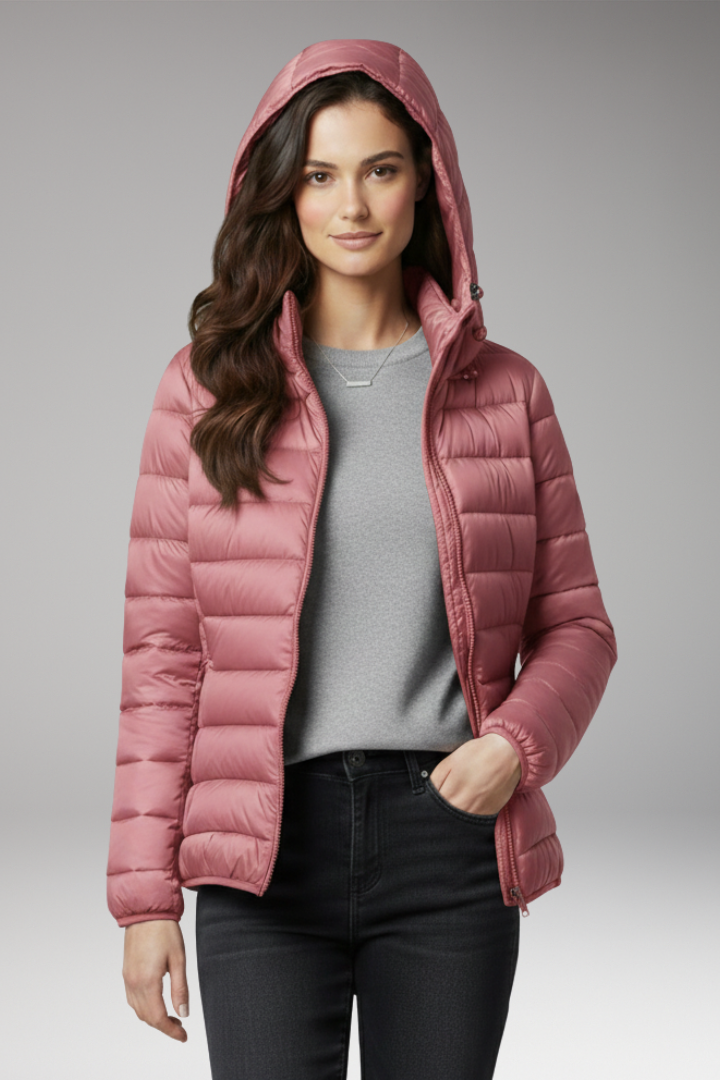 Women’s Jacket with Hood and Textured Surface