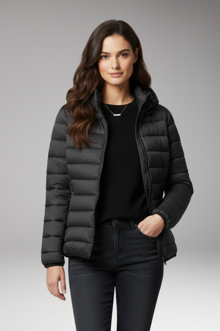 Women’s Jacket with Hood and Textured Surface
