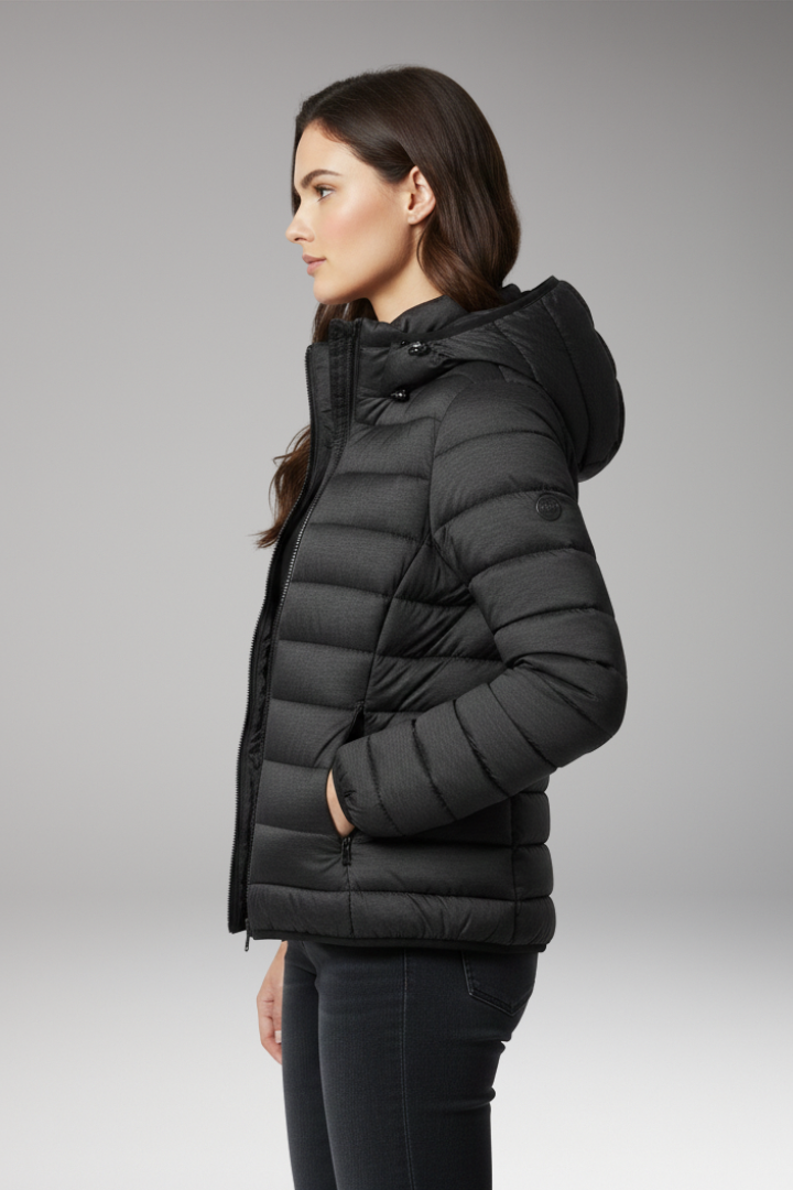 Women’s Jacket with Hood and Textured Surface