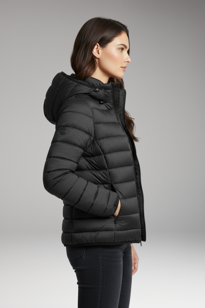 Women’s Jacket with Hood and Textured Surface