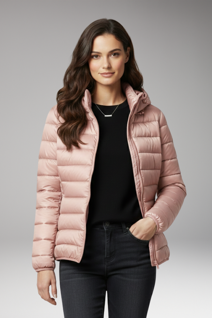 Women’s Jacket with Hood and Textured Surface