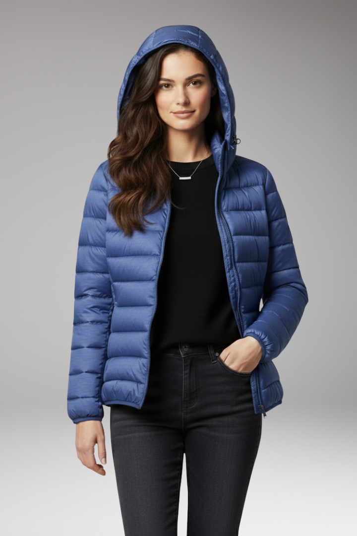 Women’s Jacket with Hood and Textured Surface