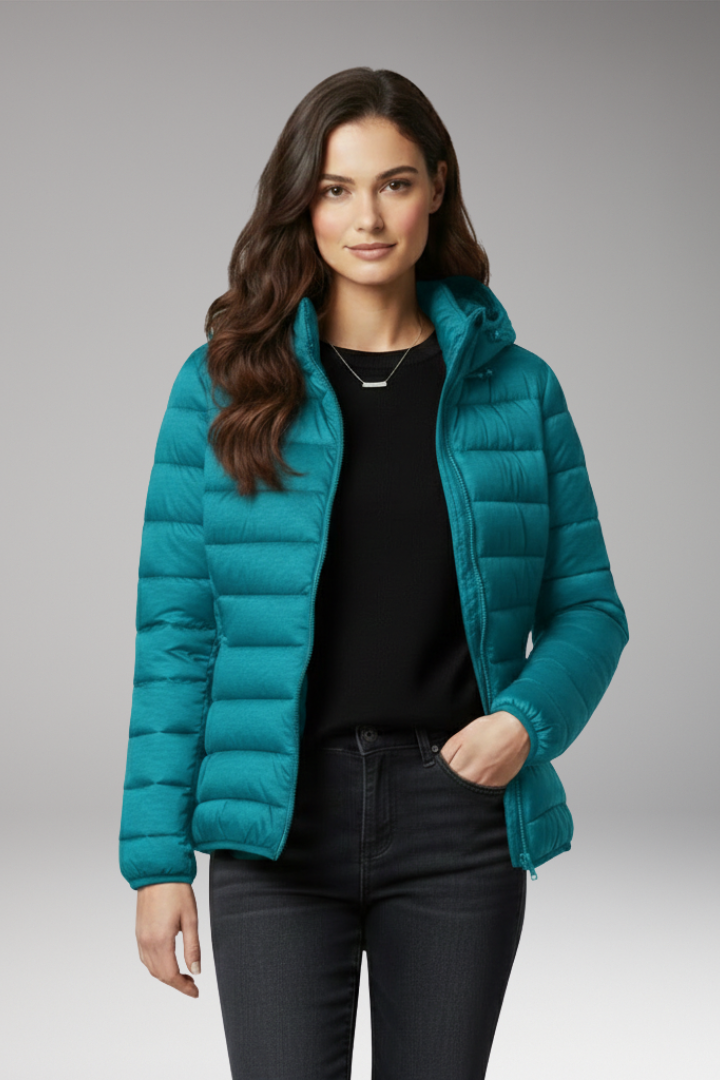 Women’s Jacket with Hood and Textured Surface