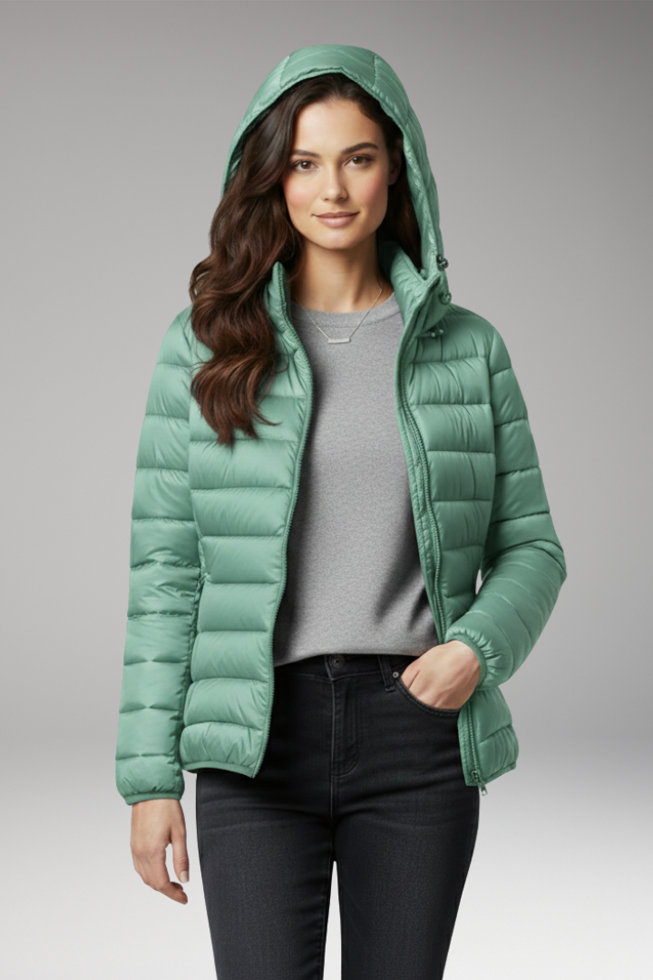 Women’s Jacket with Hood and Textured Surface