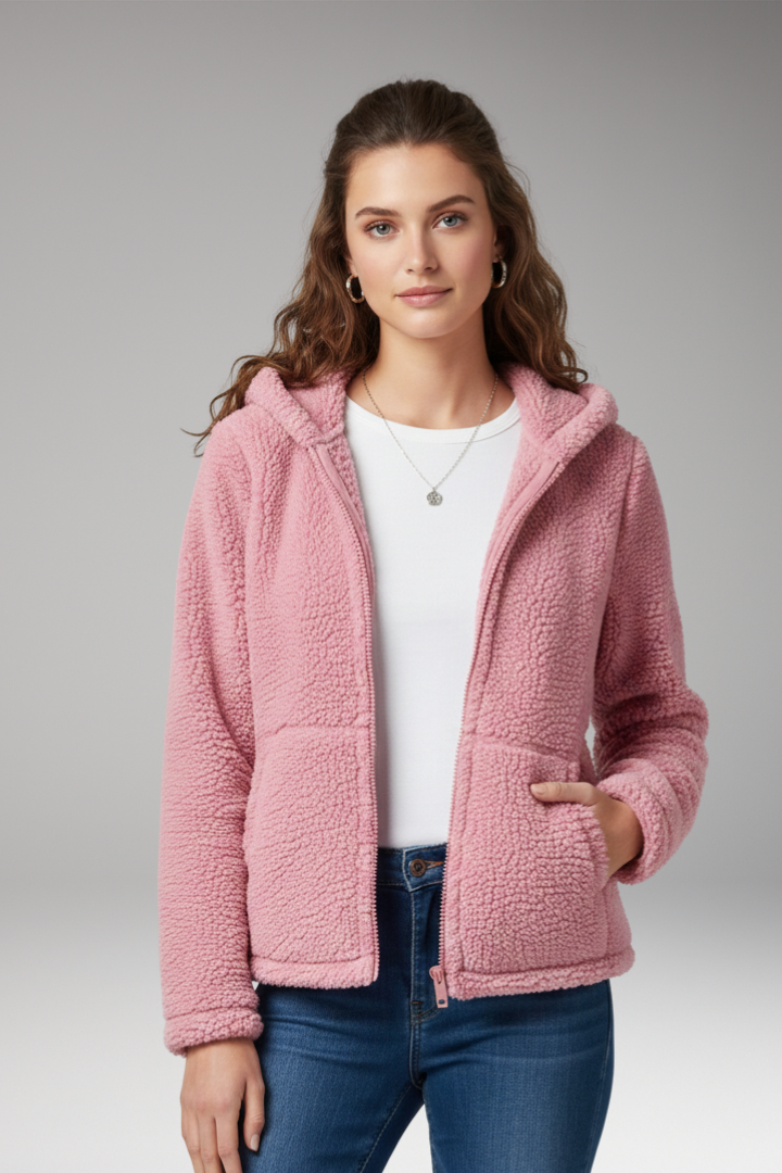 Women’s Jacket with Hooded Neckline and Long Sleeves