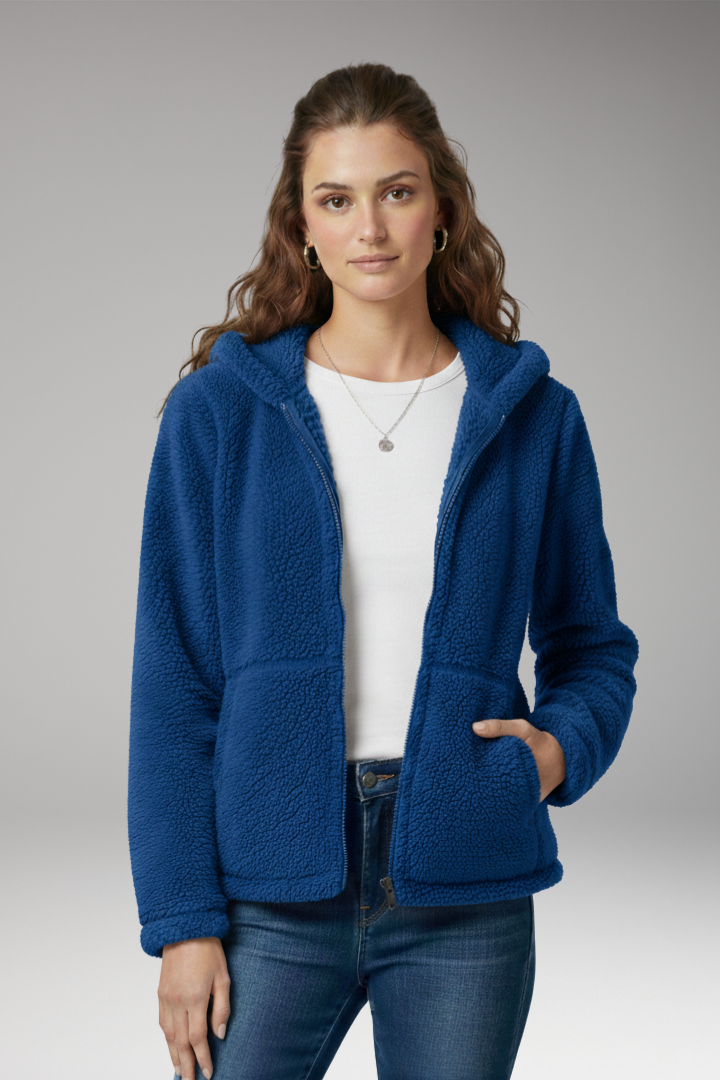 Women’s Jacket with Hooded Neckline and Long Sleeves