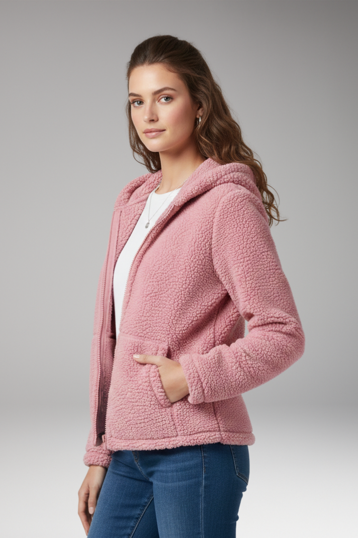 Women’s Jacket with Hooded Neckline and Long Sleeves