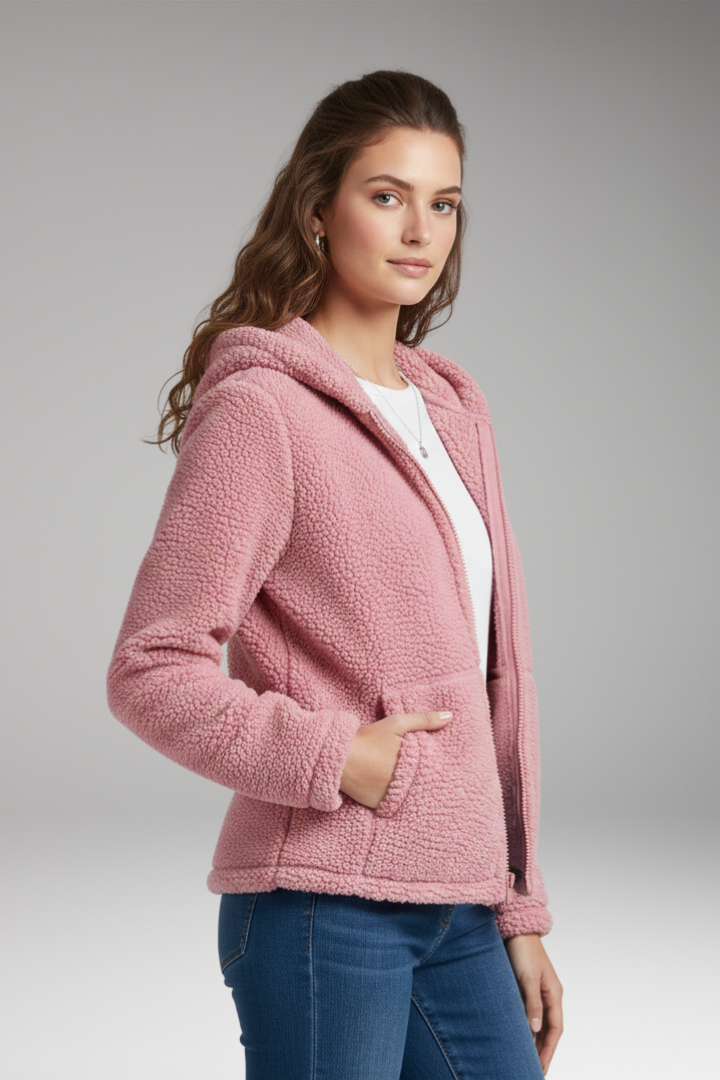 Women’s Jacket with Hooded Neckline and Long Sleeves