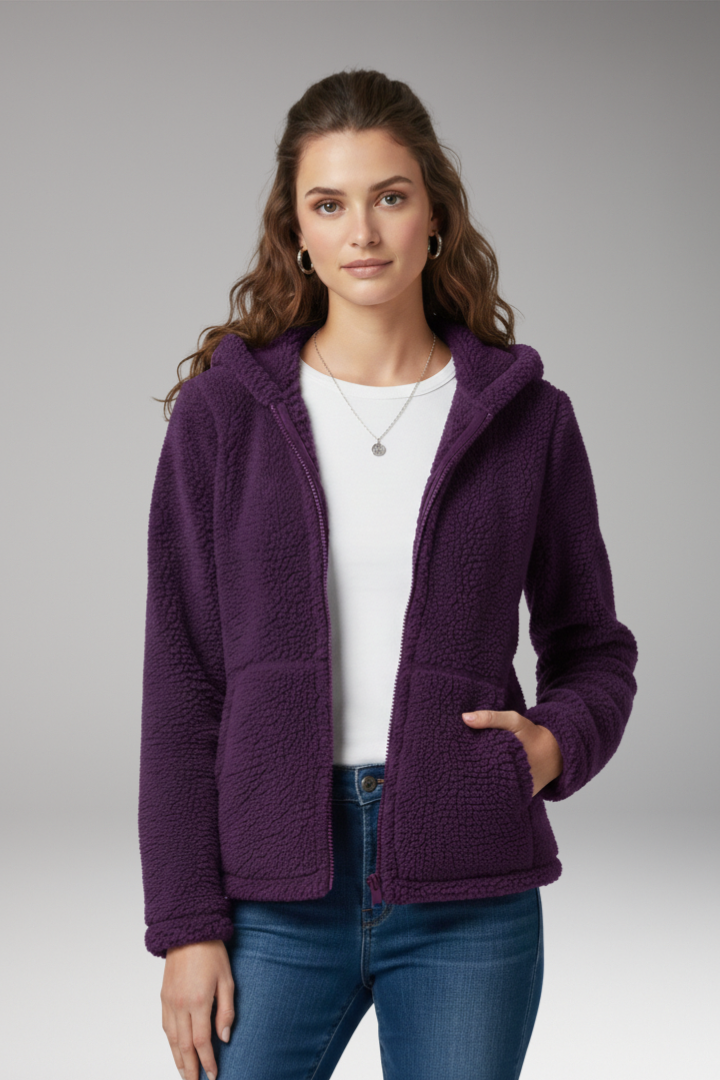 Women’s Jacket with Hooded Neckline and Long Sleeves