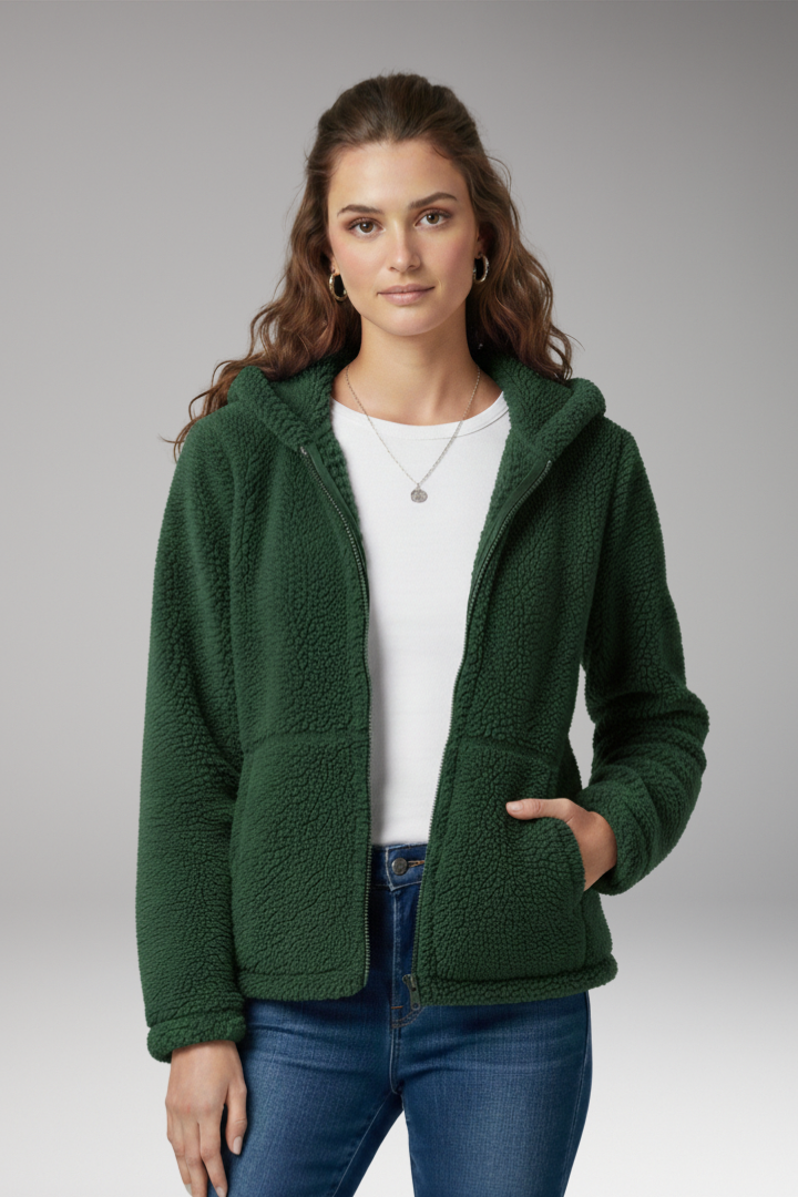 Women’s Jacket with Hooded Neckline and Long Sleeves