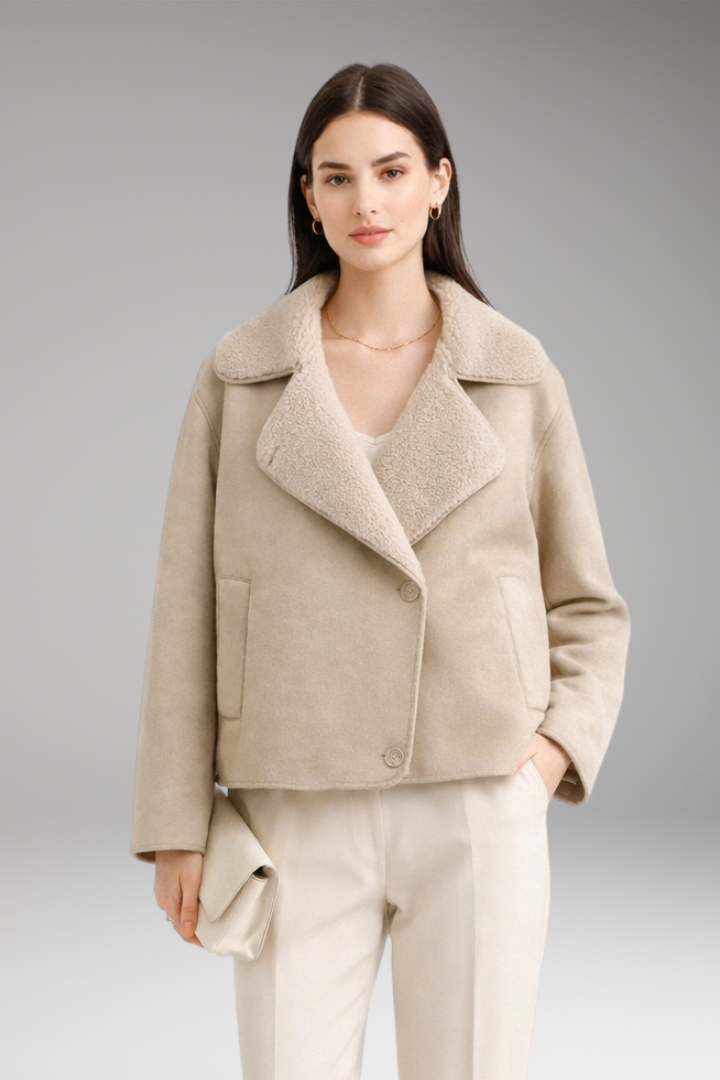 Women’s Jacket with Notched Collar and Button Closure