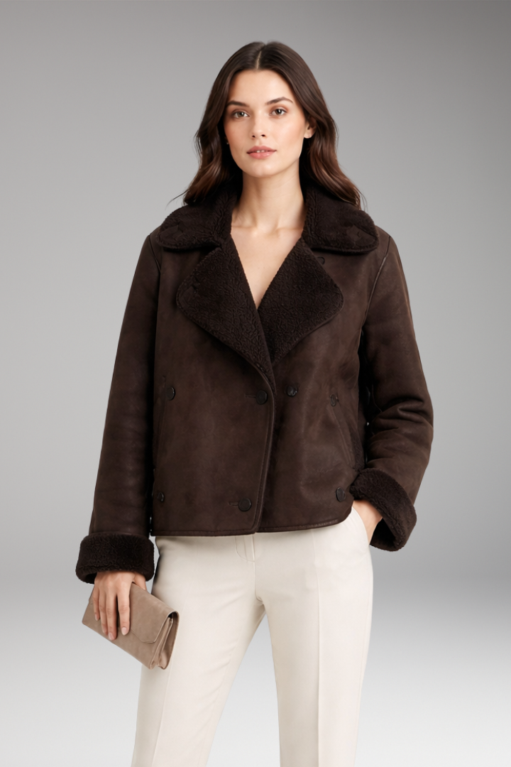 Women’s Jacket with Notched Collar and Button Closure