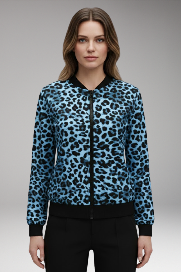 Women’s Jacket with Patterned Surface and Ribbed Trim