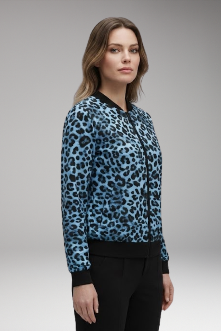 Women’s Jacket with Patterned Surface and Ribbed Trim