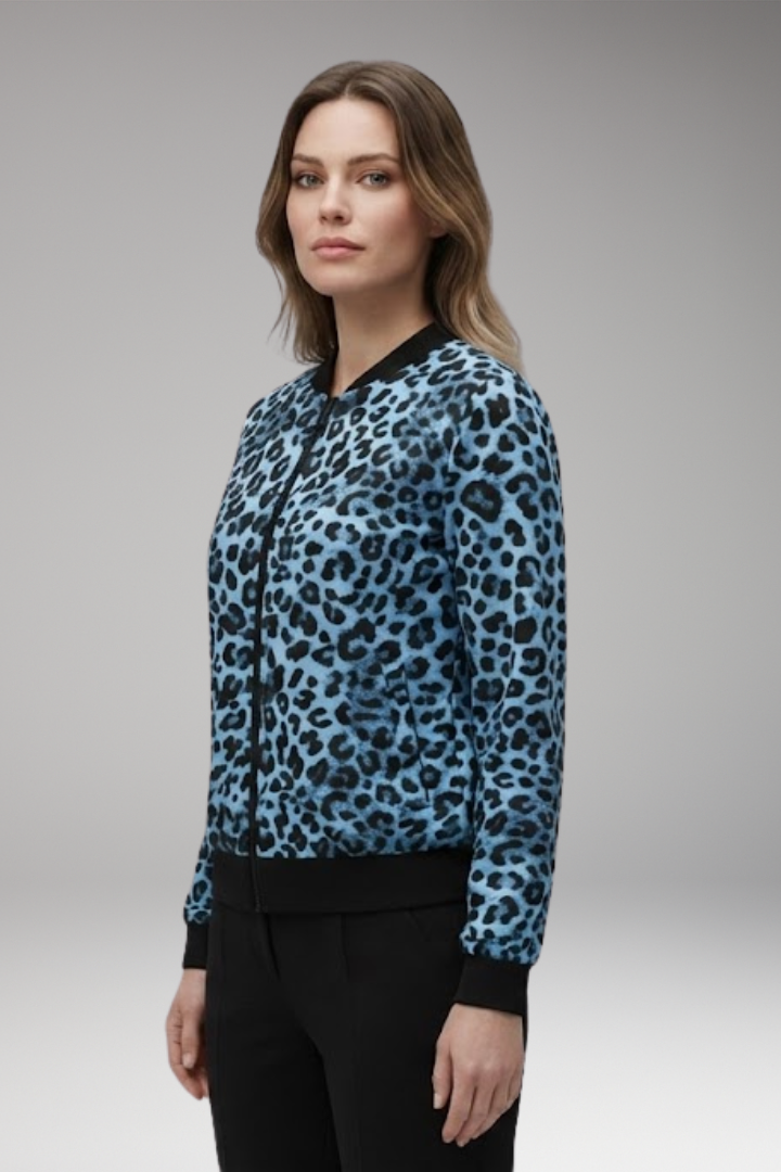 Women’s Jacket with Patterned Surface and Ribbed Trim