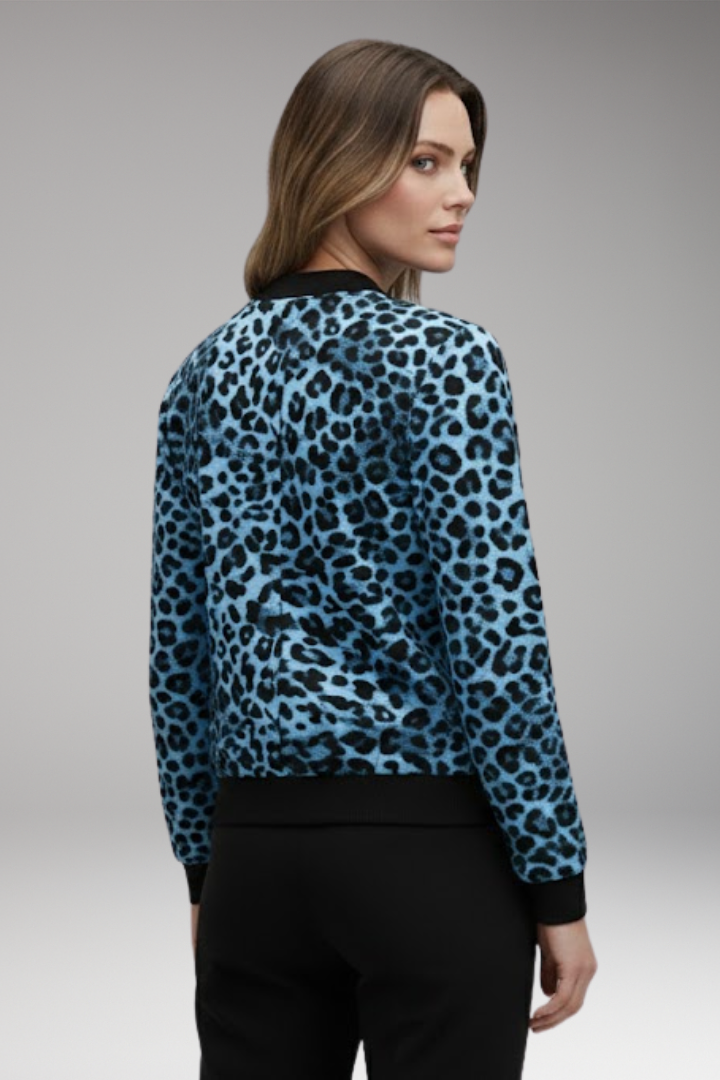 Women’s Jacket with Patterned Surface and Ribbed Trim