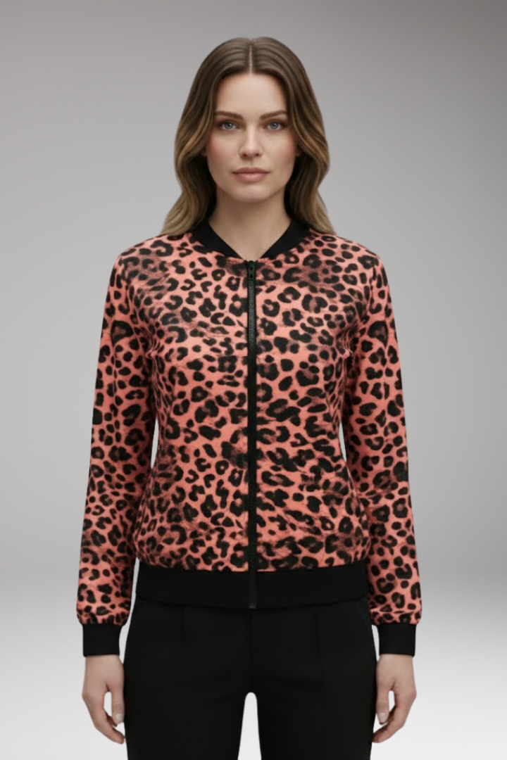 Women’s Jacket with Patterned Surface and Ribbed Trim