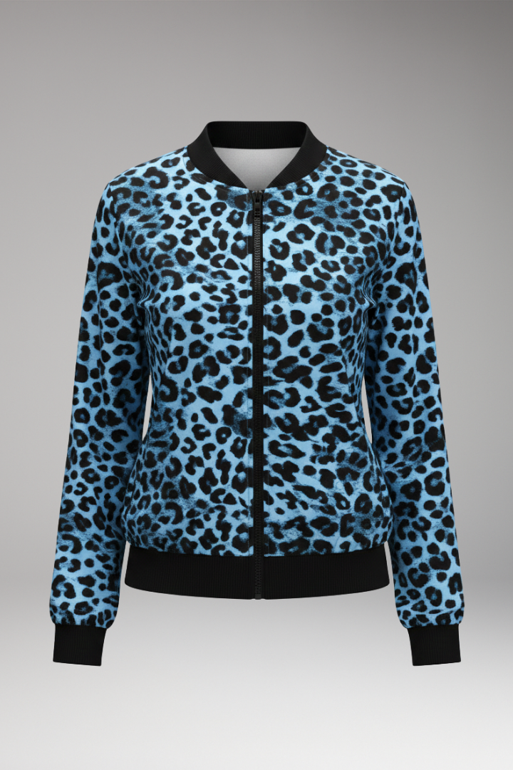 Women’s Jacket with Patterned Surface and Ribbed Trim