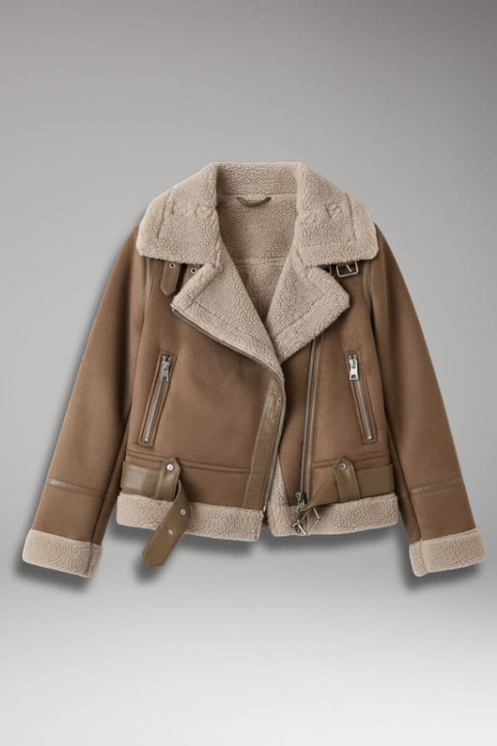 Women’s Jacket with Sherpa Lining and Zip Closure