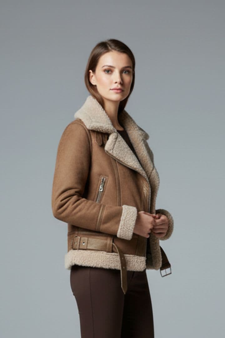 Women’s Jacket with Sherpa Lining and Zip Closure