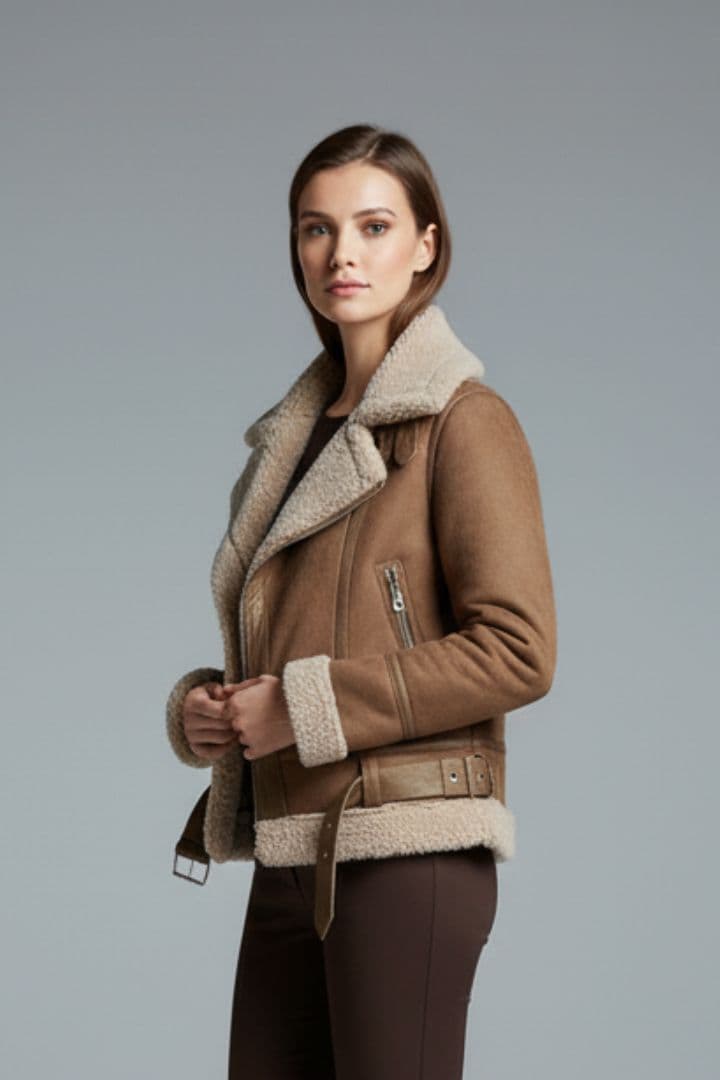 Women’s Jacket with Sherpa Lining and Zip Closure