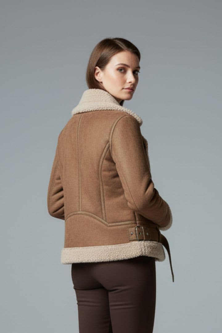 Women’s Jacket with Sherpa Lining and Zip Closure
