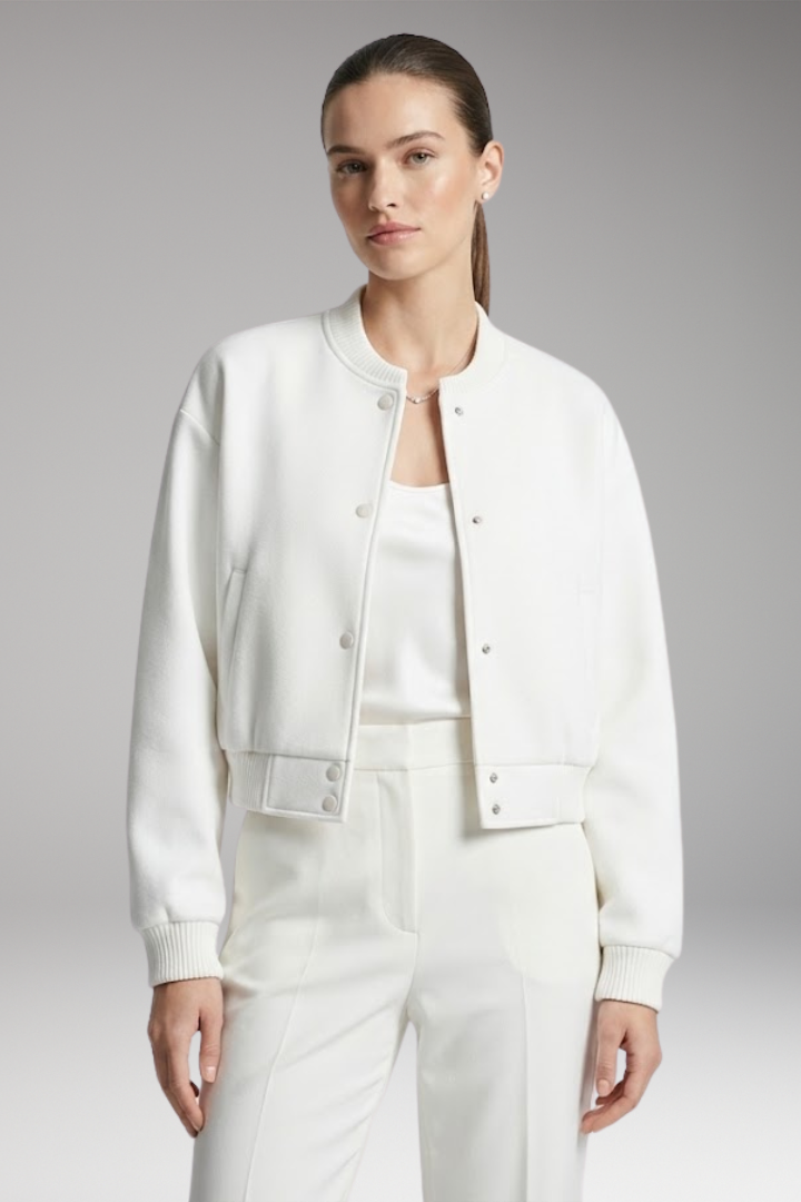 Women’s Jacket with Snap Closure and Cropped Hem