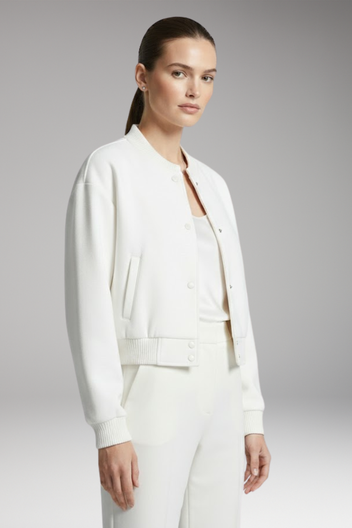 Women’s Jacket with Snap Closure and Cropped Hem