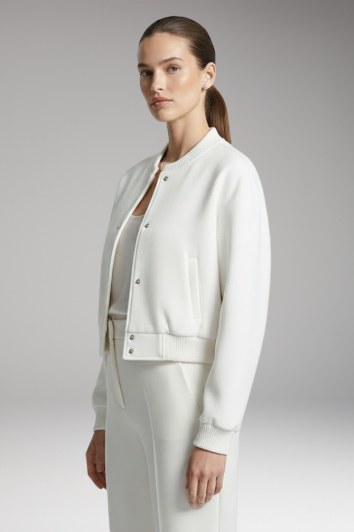 Women’s Jacket with Snap Closure and Cropped Hem