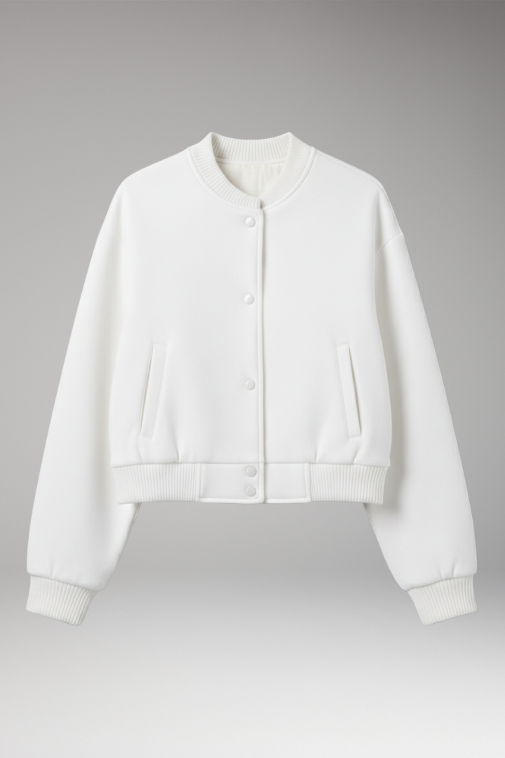 Women’s Jacket with Snap Closure and Cropped Hem