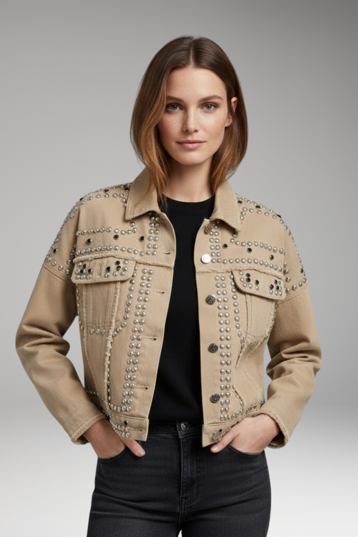 Women’s Jacket with Turn-Down Collar and Button Fastening