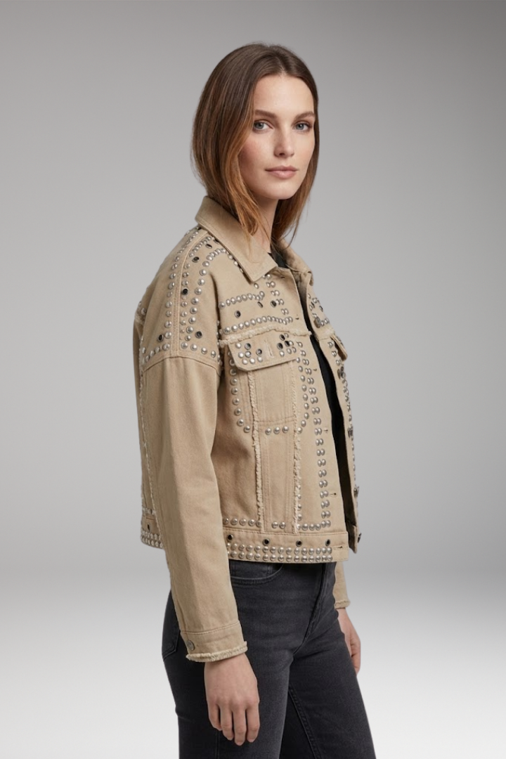 Women’s Jacket with Turn-Down Collar and Button Fastening