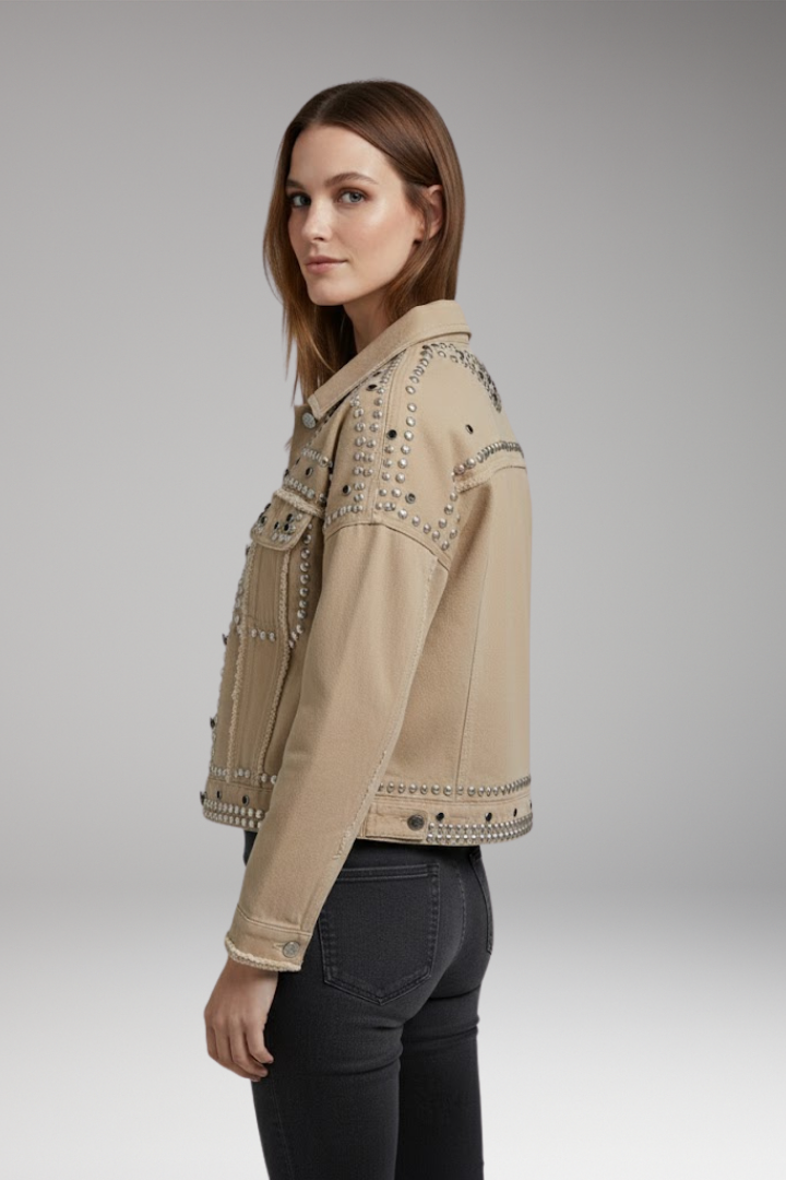 Women’s Jacket with Turn-Down Collar and Button Fastening