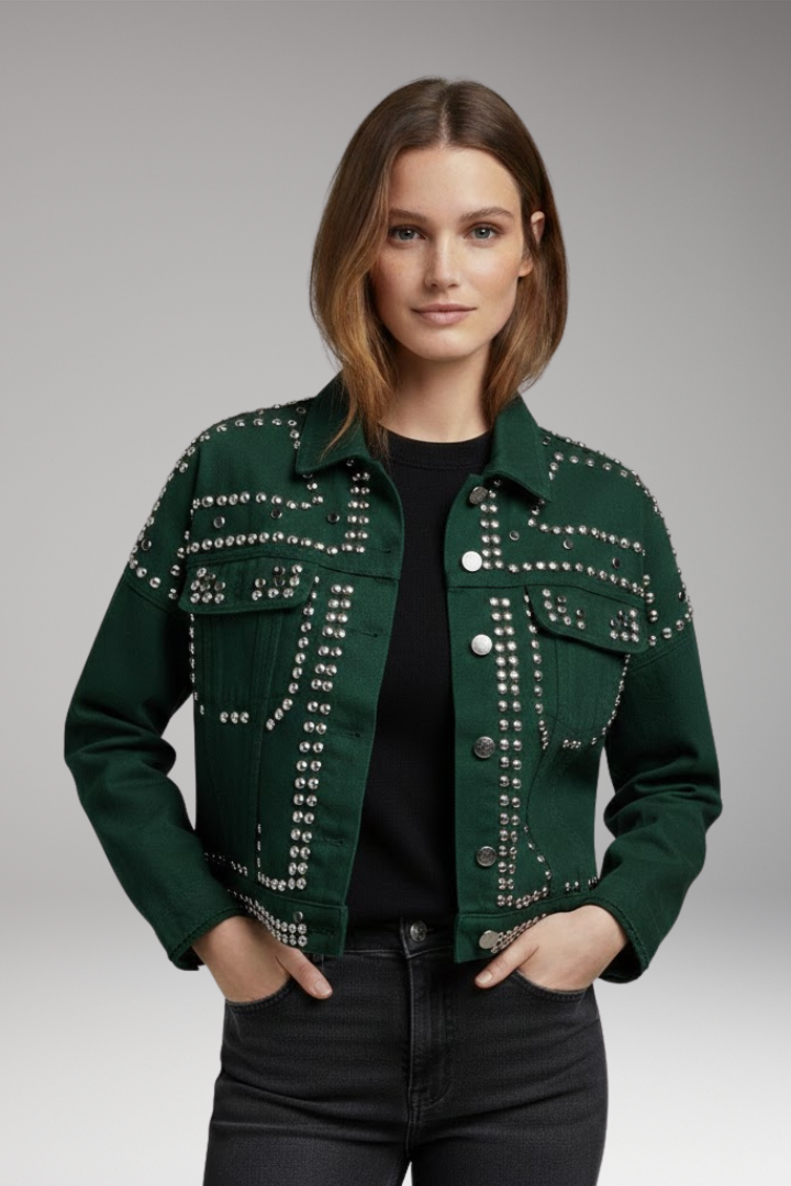 Women’s Jacket with Turn-Down Collar and Button Fastening