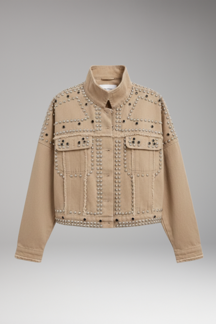 Women’s Jacket with Turn-Down Collar and Button Fastening