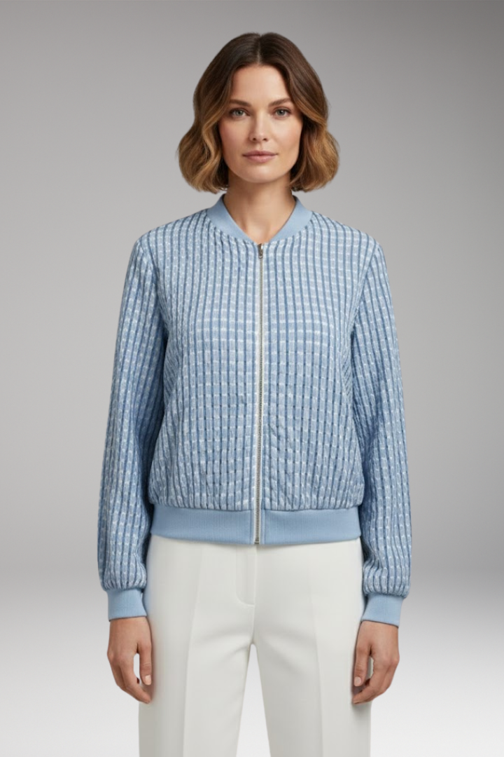 Women’s Jacket with Zip Fastening and Textured Surface