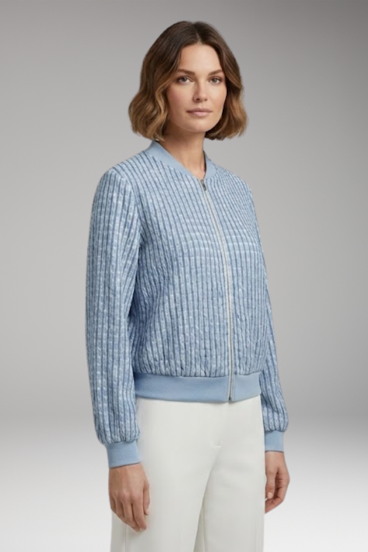 Women’s Jacket with Zip Fastening and Textured Surface