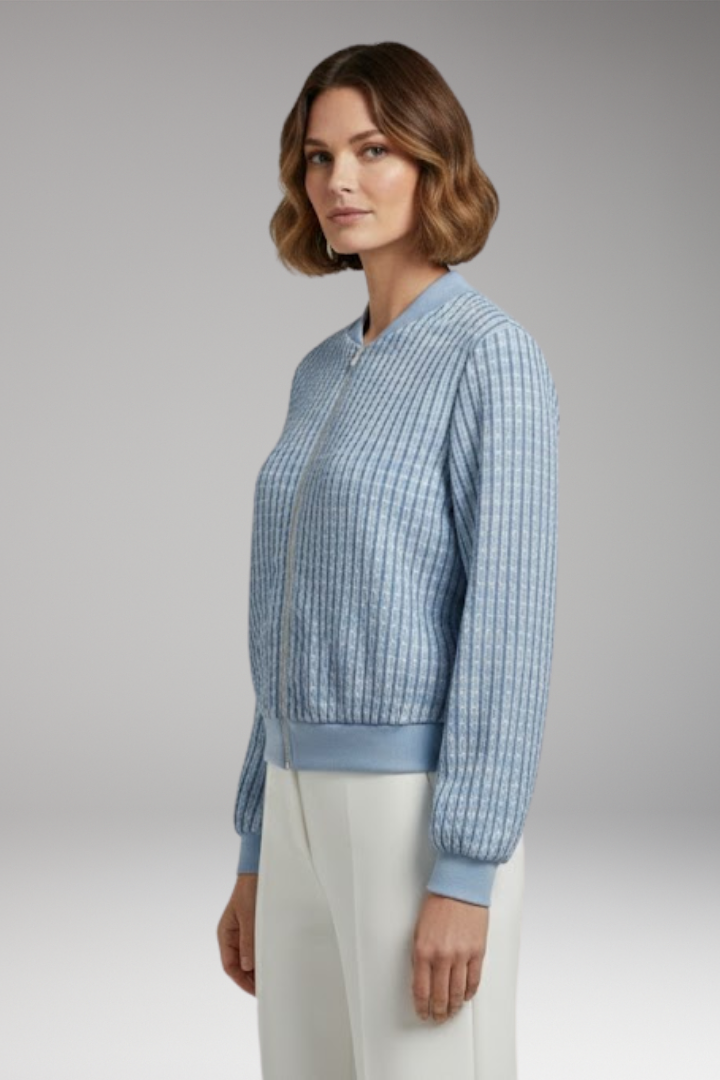 Women’s Jacket with Zip Fastening and Textured Surface
