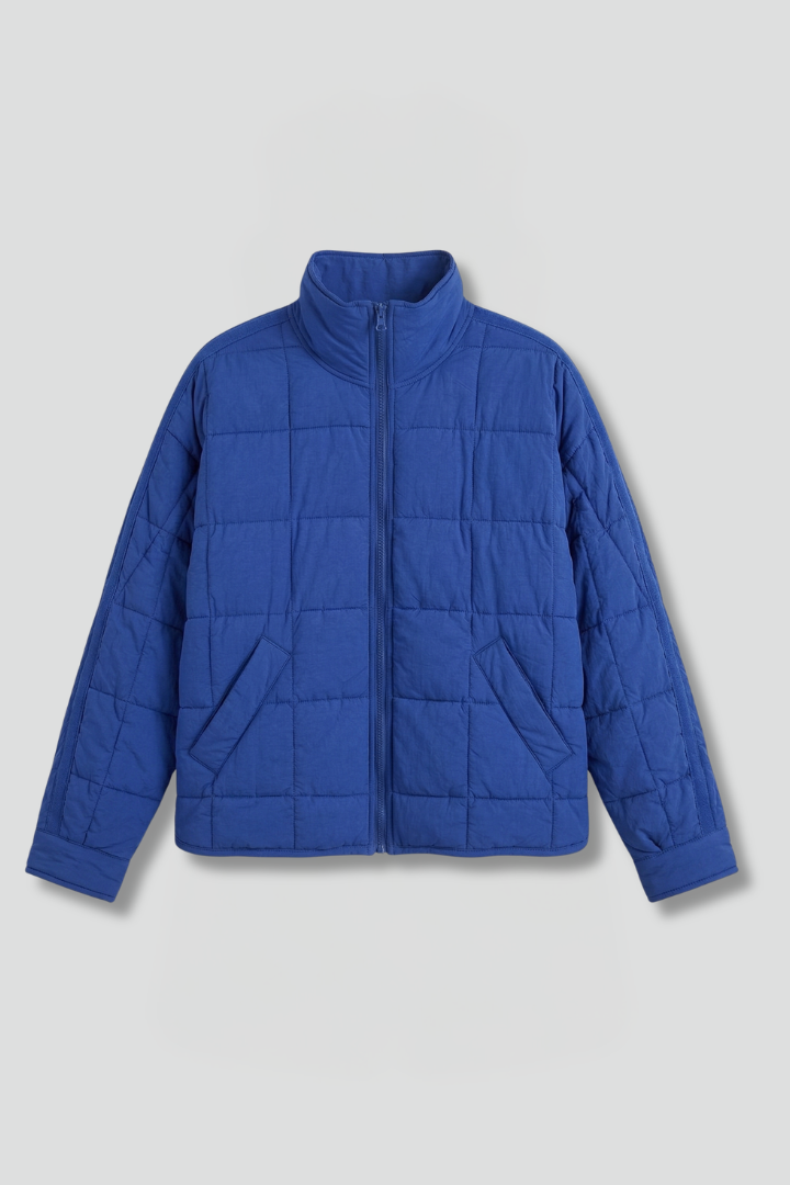 Women’s Jacket with Zip Fastening and Quilted Surface
