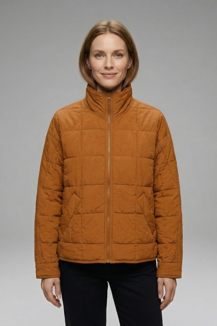 Women’s Jacket with Zip Fastening and Quilted Surface