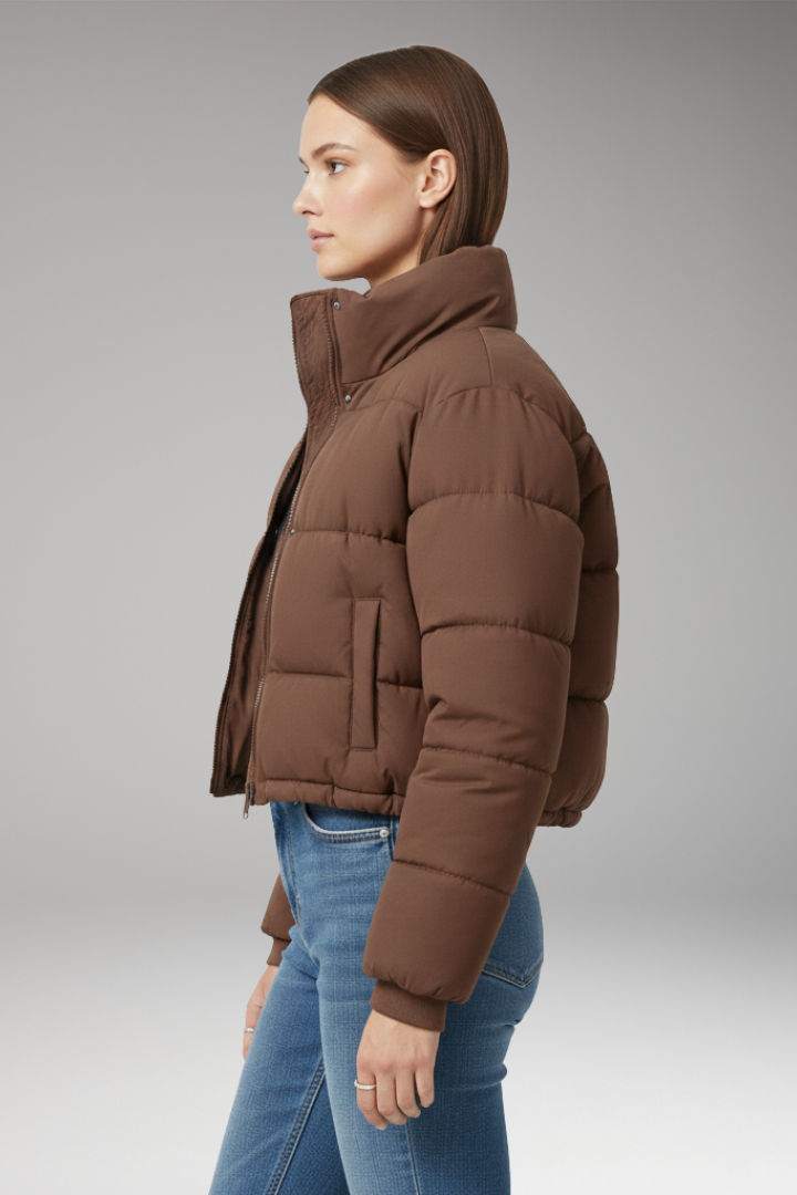Women’s Jacket with Zipper and Quilted Sleeves