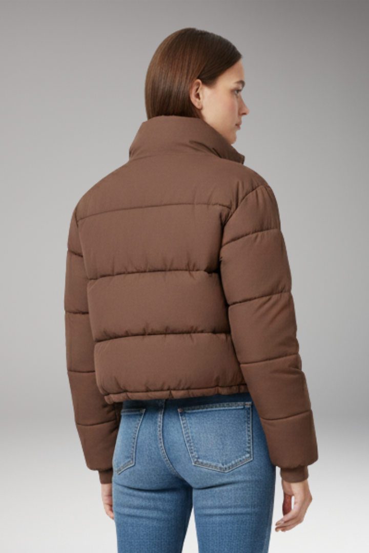 Women’s Jacket with Zipper and Quilted Sleeves